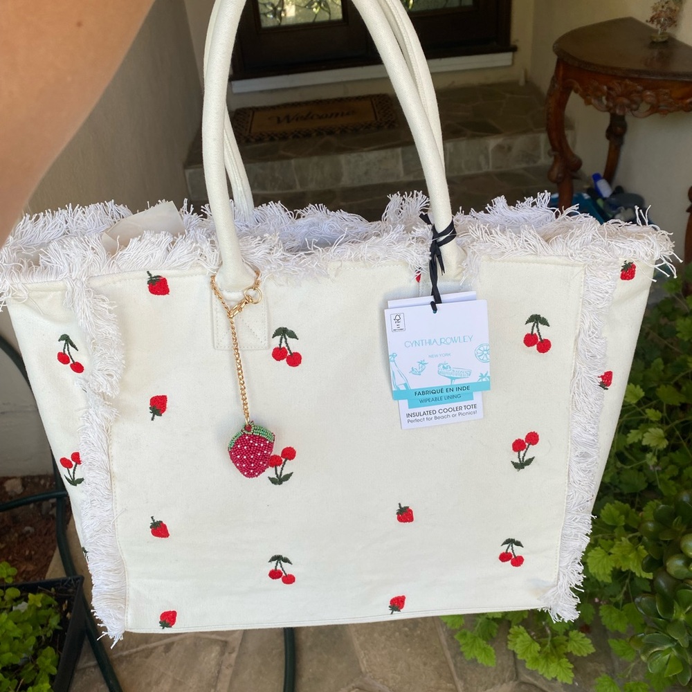 Tiktok viral TJ Maxx/Marshalls Cynthia Rowley White Cherry & Strawberry Tote Bag